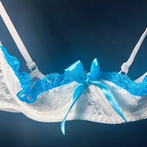 White And Blue Lace Lingerie Garter Set